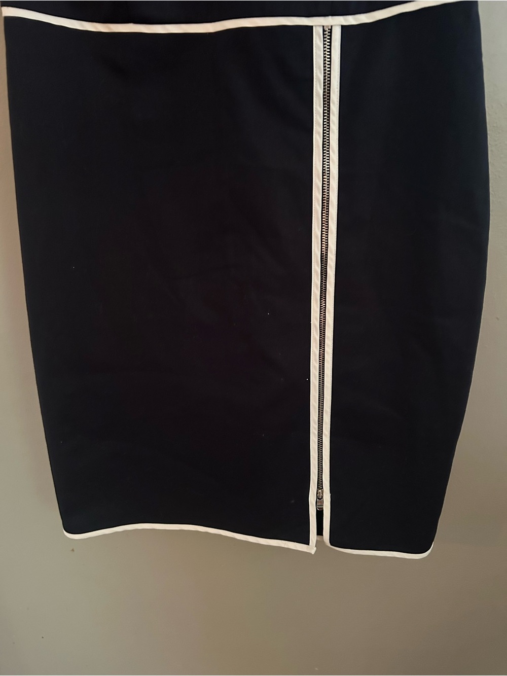 Ann Taylor Dress - navy with white trim zip front sleeveless - Picture 4 of 11